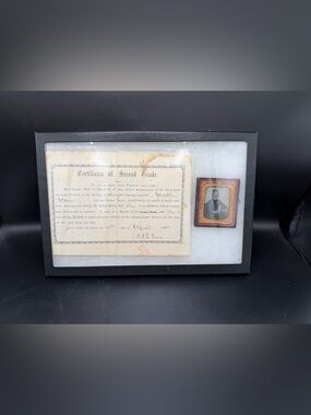 Antique 1868 Certificate Of Second Grade Licensed Teacher Signed w/ Portrait